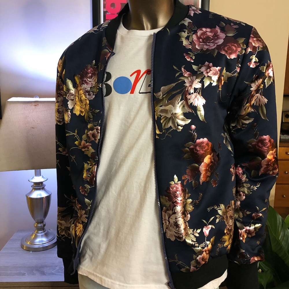 Handmade Metallic Floral Bomber Jacket